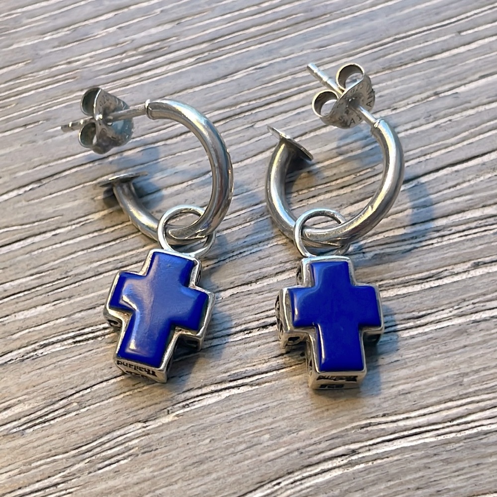 Sterling reversible silver cross earrings